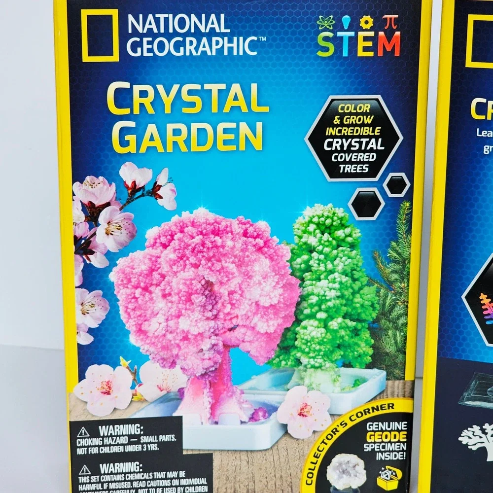 Lot of 2 NEW National Geographic Crystal Growing Garden Trees plus Geode -  1396